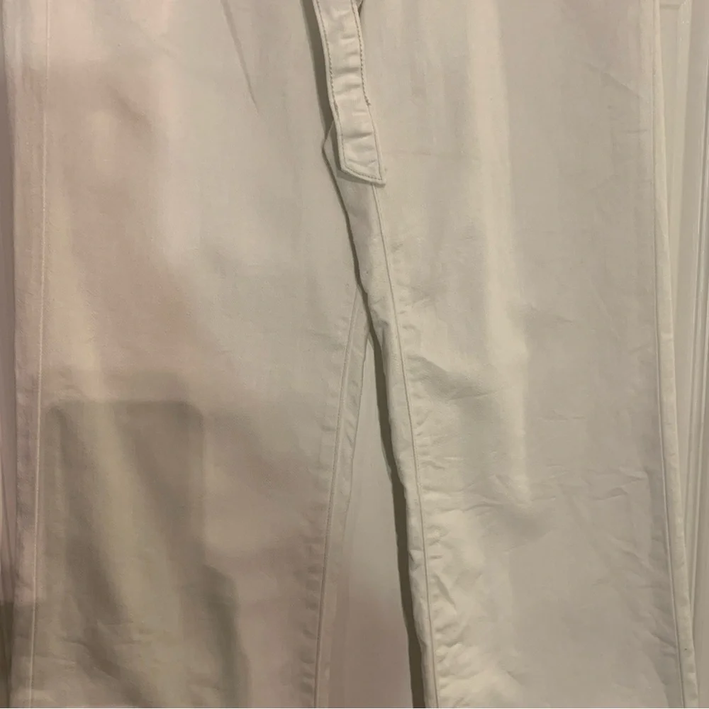 J Crew White Paper Jeans Womens Size 27 US 4 White Wide Leg Belted Elastic Waist - Picture 7 of 12